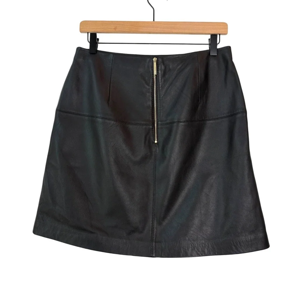 Ted‎ Baker London Valiat Black Ovine Leather Mini Skirt Size 2 US 6